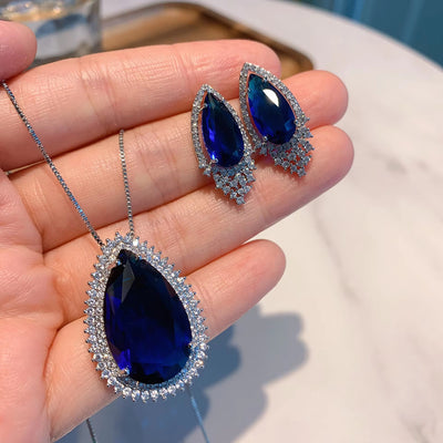 Blue Sapphire Pendant Necklace – Elegant Sapphire-Tone Statement Piece