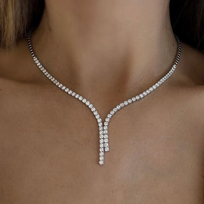 Y Drop Tennis Necklace – Sparkling CZ Pendant Chain